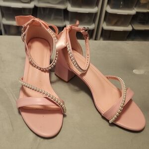 Elegant Pink Pearl-Embellished Women's Sandals